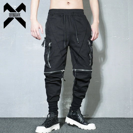 Detachable Black Cargo Pants Men Streetwear Multi-Pocket Joggers