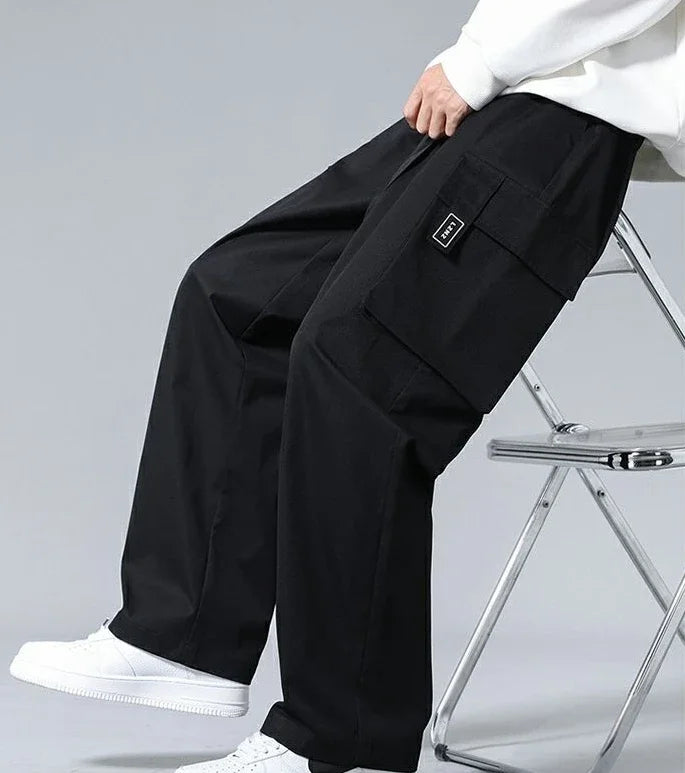 Straight Black Cargo Pants for Men