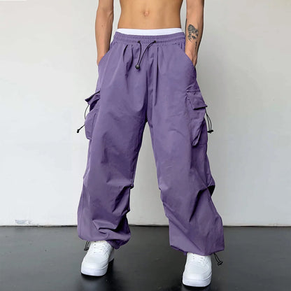 Oversized Cargo Parachute Pants Men Streetwear Y2k | Techwear