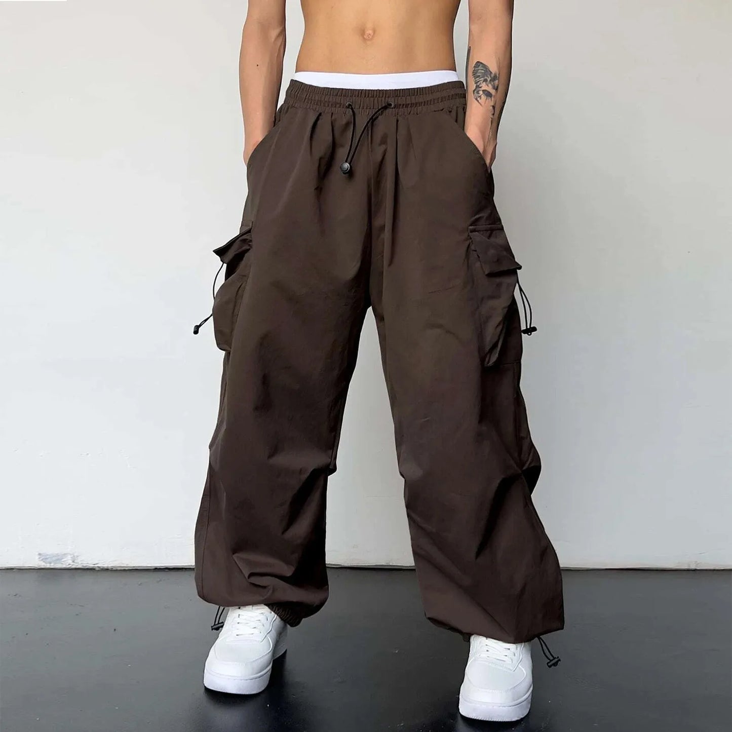 Oversized Cargo Parachute Pants Men Streetwear Y2k | Techwear