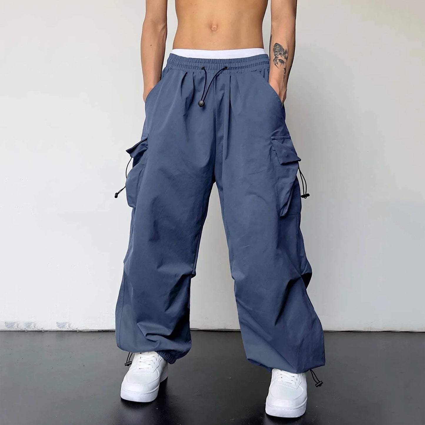 Oversized Cargo Parachute Pants Men Streetwear Y2k | Techwear