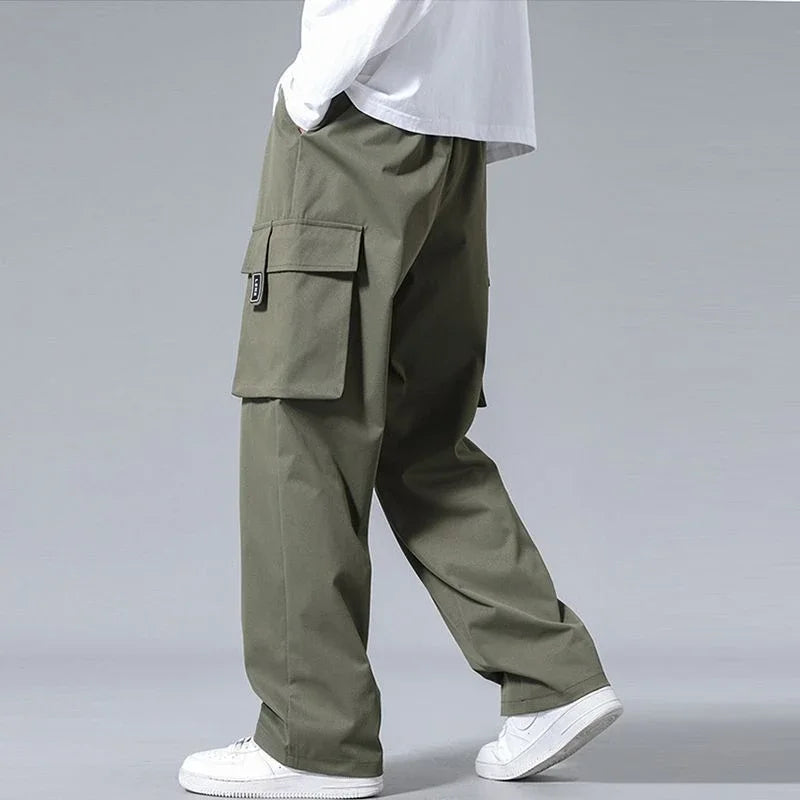 Straight Black Cargo Pants for Men