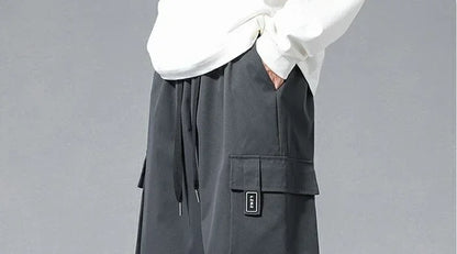 Straight Black Cargo Pants for Men