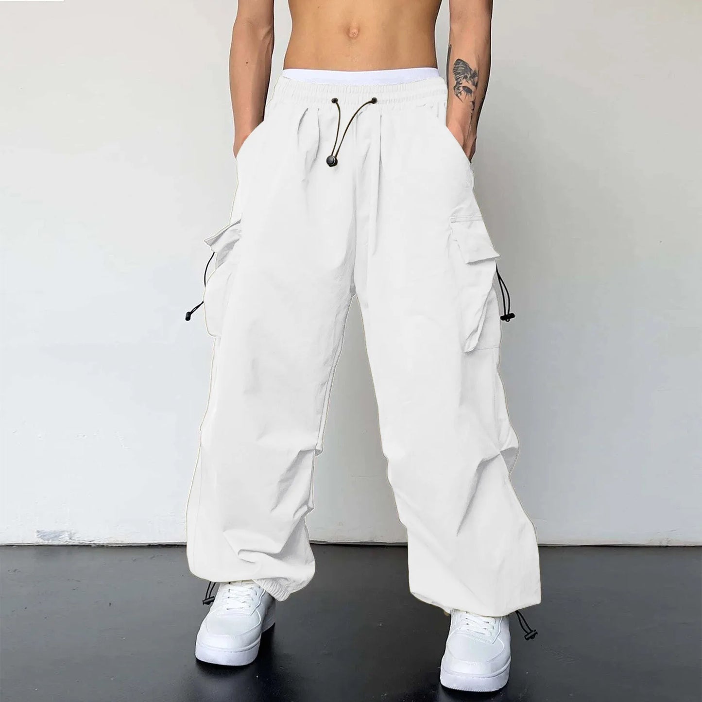 Oversized Cargo Parachute Pants Men Streetwear Y2k | Techwear