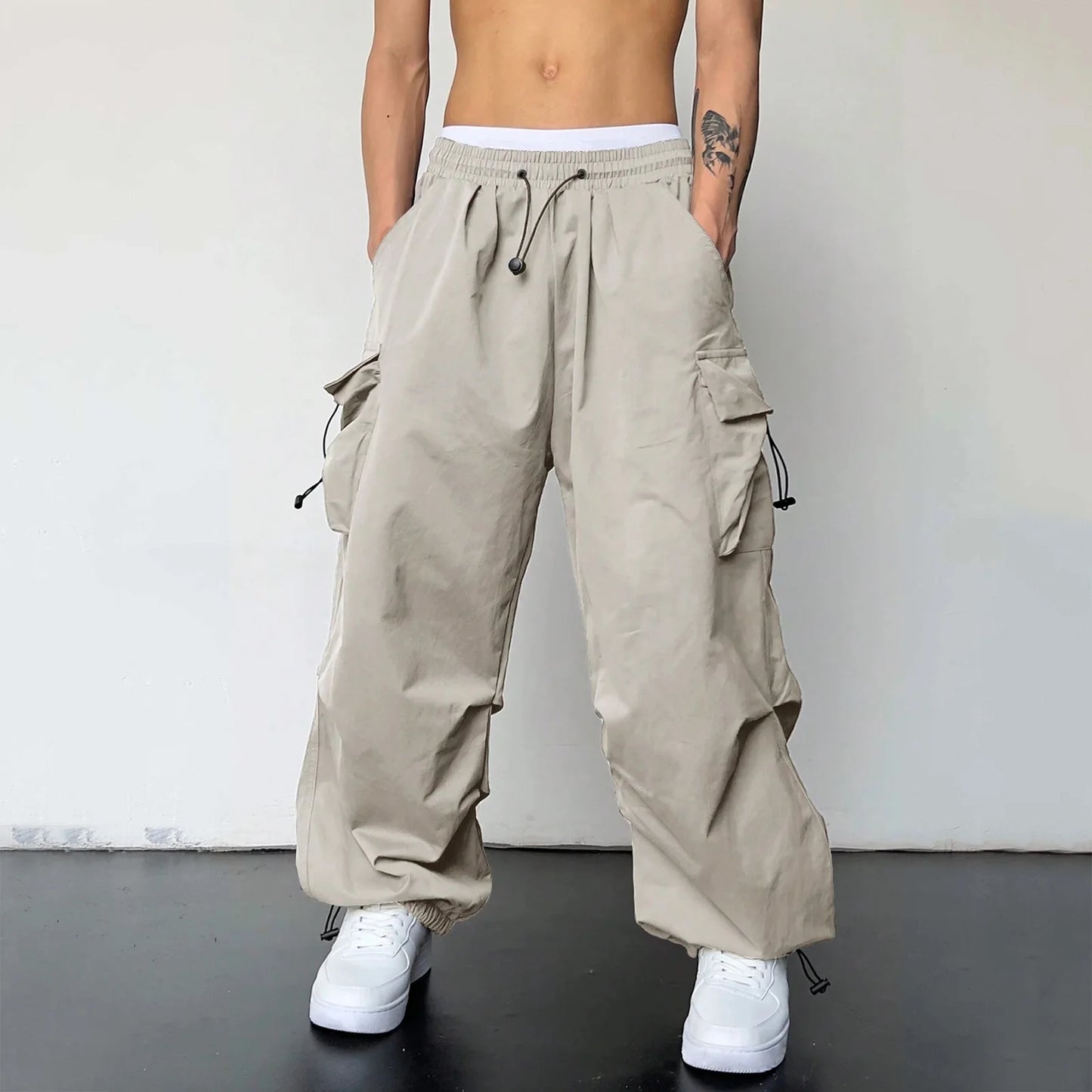 Oversized Cargo Parachute Pants Men Streetwear Y2k | Techwear