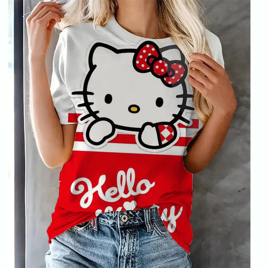 Hello Kitty Tops Women's T shirts Streetwear