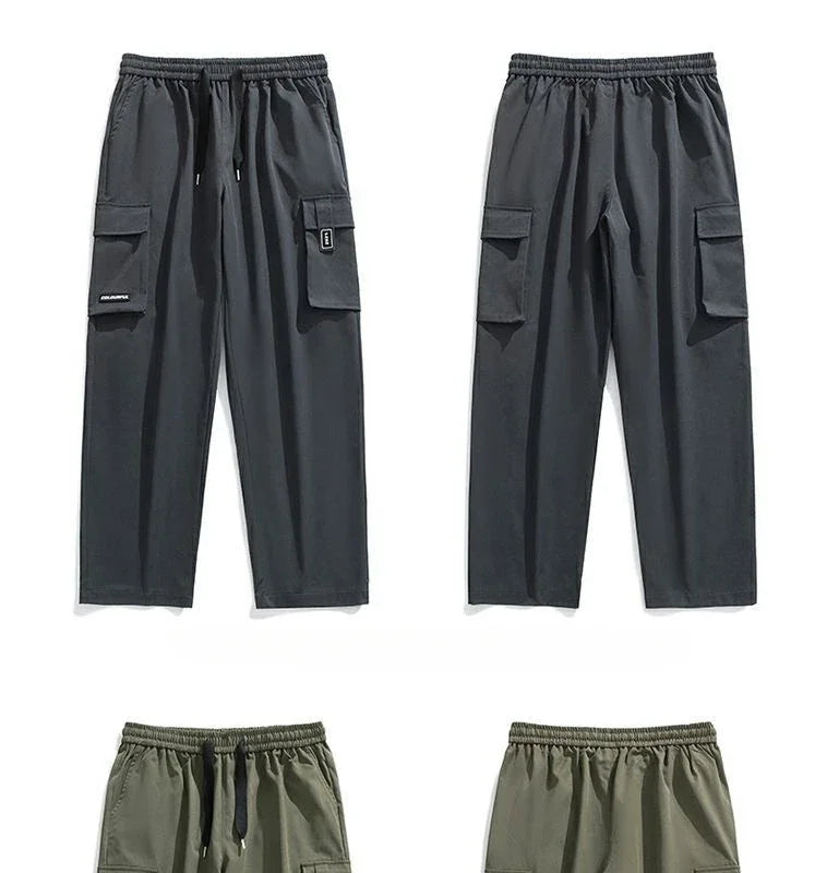 Straight Black Cargo Pants for Men