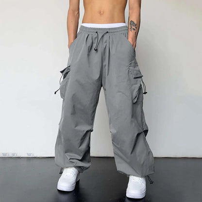 Oversized Cargo Parachute Pants Men Streetwear Y2k | Techwear