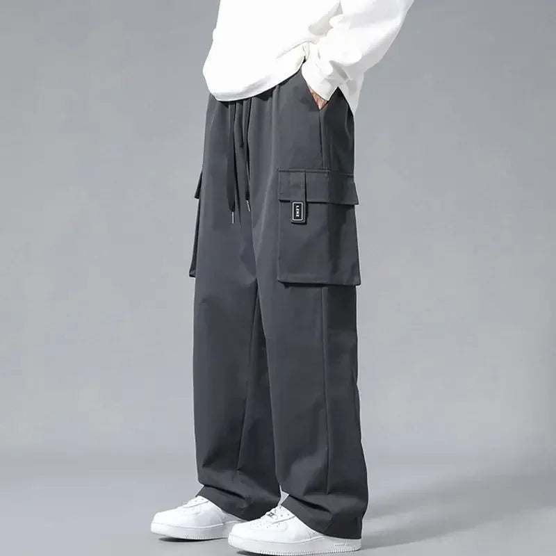 Straight Black Cargo Pants for Men