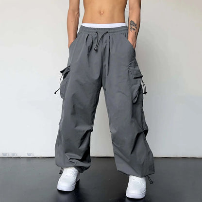 Oversized Cargo Parachute Pants Men Streetwear Y2k | Techwear