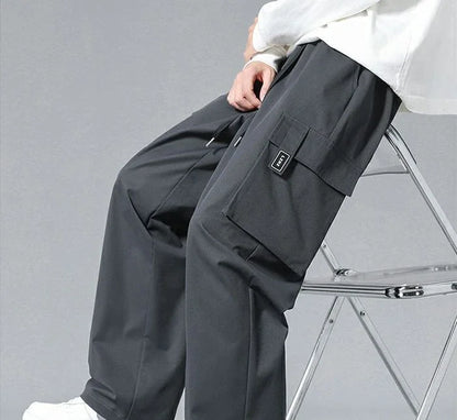 Straight Black Cargo Pants for Men