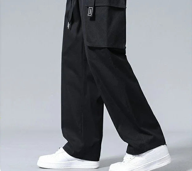 Straight Black Cargo Pants for Men