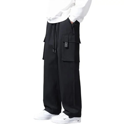 Straight Black Cargo Pants for Men