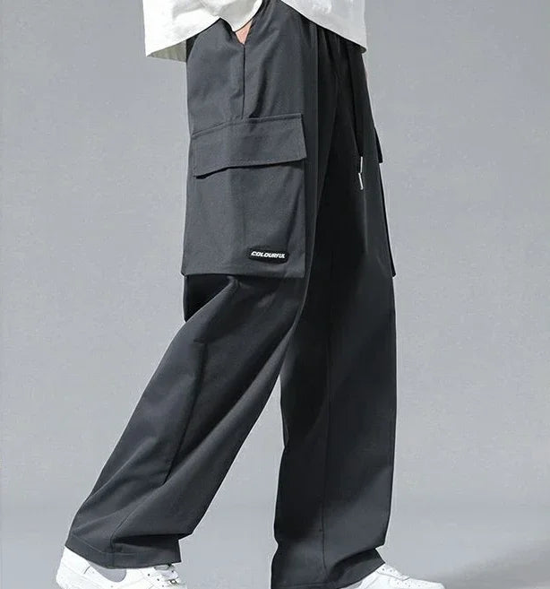 Straight Black Cargo Pants for Men