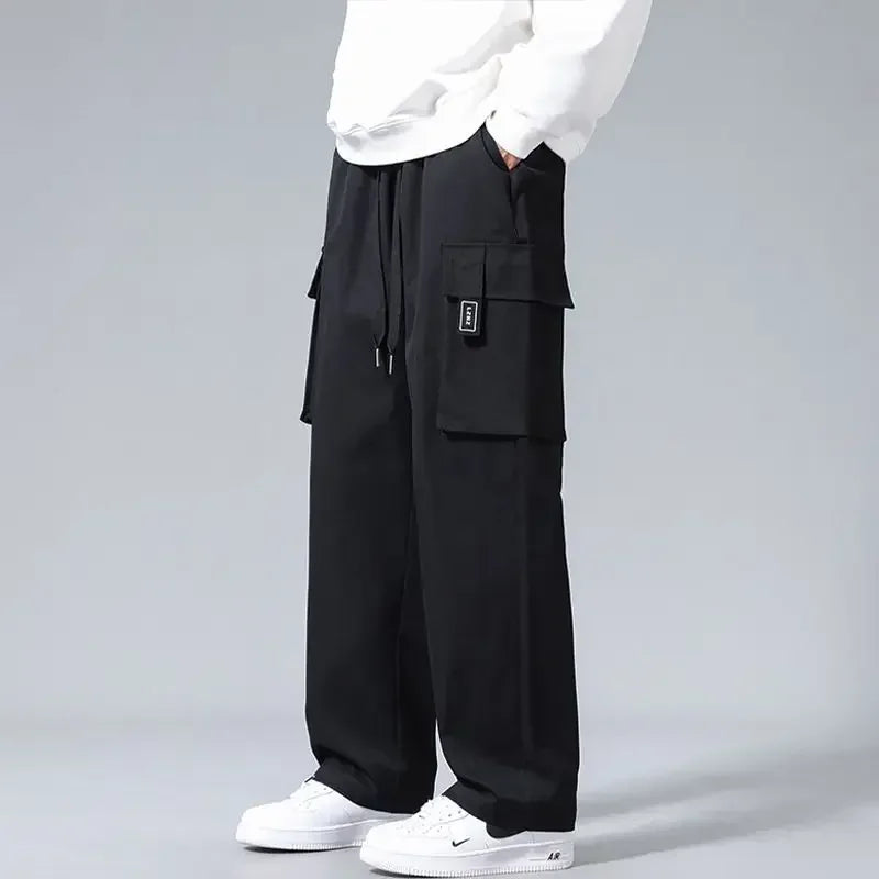 Straight Black Cargo Pants for Men