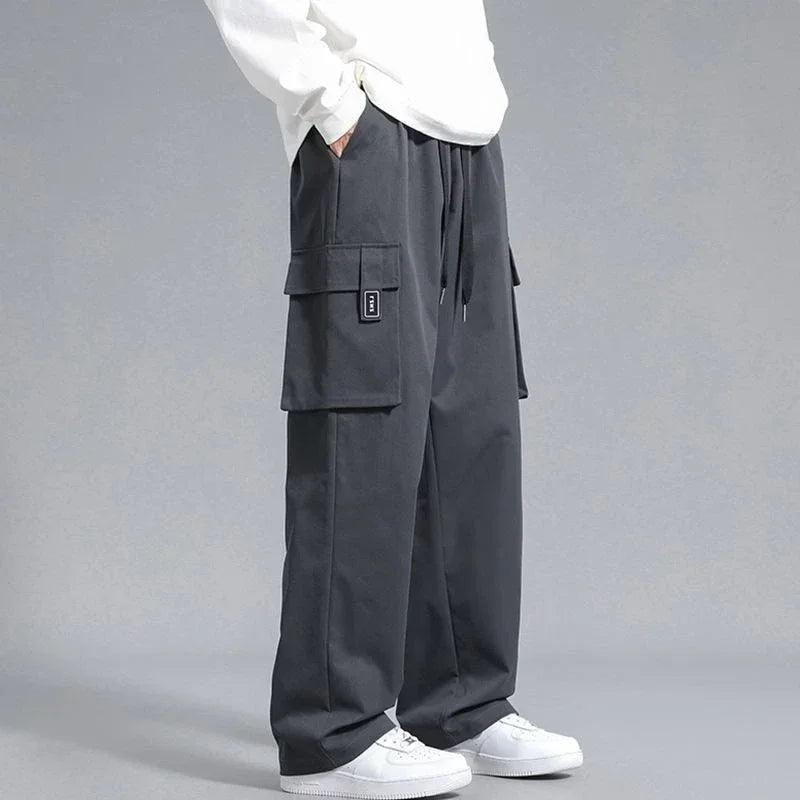 Straight Black Cargo Pants for Men